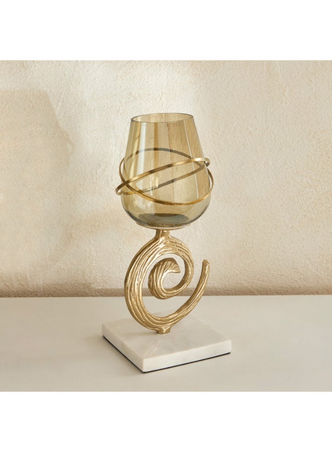 Home Box Sands and Palms Sahra Marble Metal Decorative Vase - 14x14x30 cm - Image 2